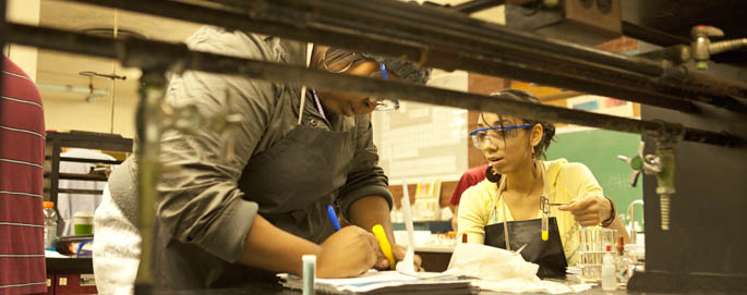 Pictured are students in a Point Park University lab.