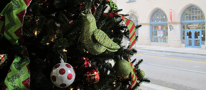 A decorated Christmas tree in Academic Hall. Photo | Jakob Como