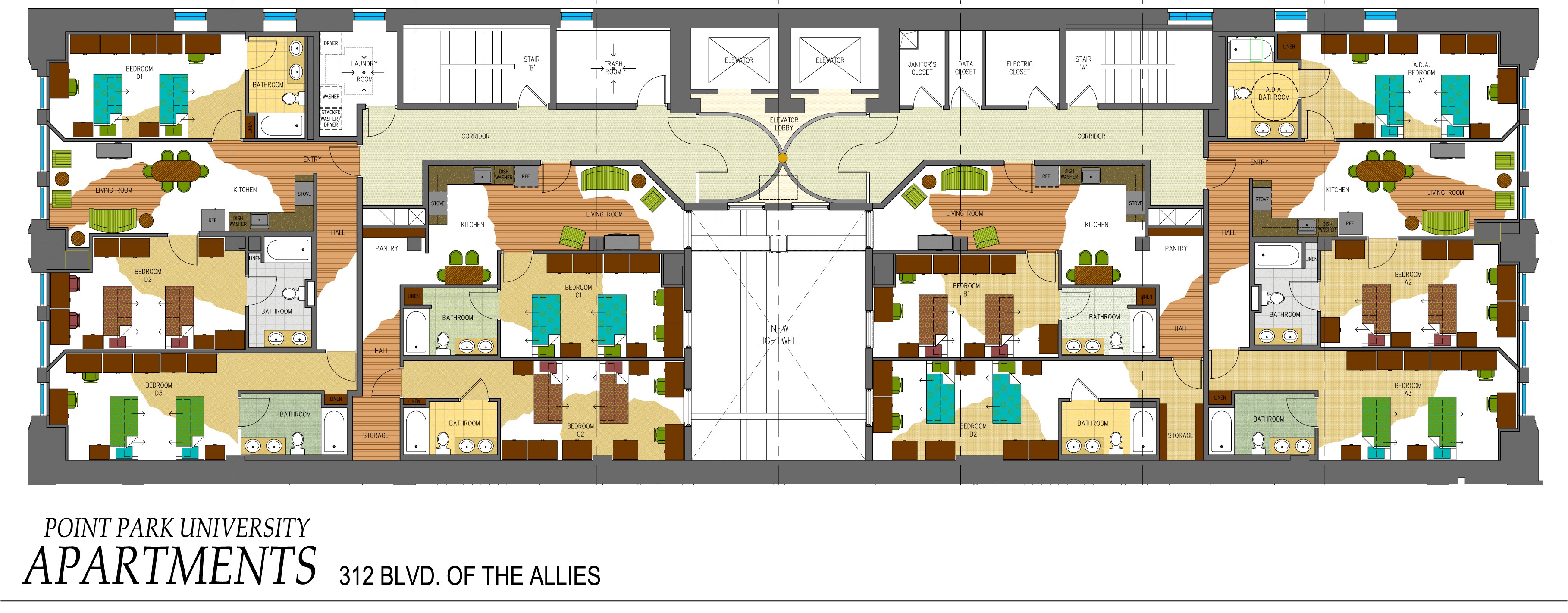 Boulevard Apartments Point Park University Boulevard Apartment Floor Plan