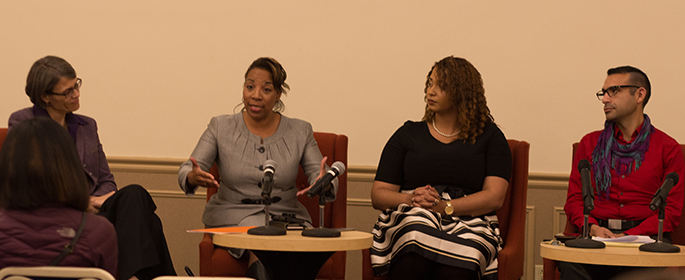 Pictured are the panelists at the Student Human Resources Association panel event on diversity and inclusion. | Photo by Annie Brewer
