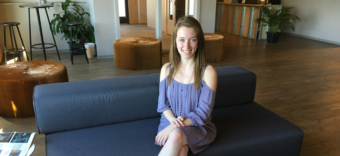Pictured is SAEM student Megan Thorpe, social media intern for Love Social Media. | Photo by Katie Love