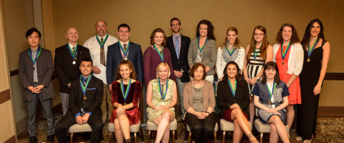 Point Park University inducted 38 juniors and seniors into the Alpha Chi National College Honor Society April 22 in advance of the Outstanding Student Awards banquet. Photo | Jim Judkis