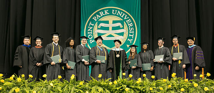 Pictured are graduates of Point Park University's online degree programs at commencement. Photo | John Altdorfer