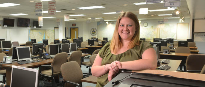 Pictured is M.B.A alumna Kasey Betush, budget analyst for Allegheny County. | Photo by Jim Judkis