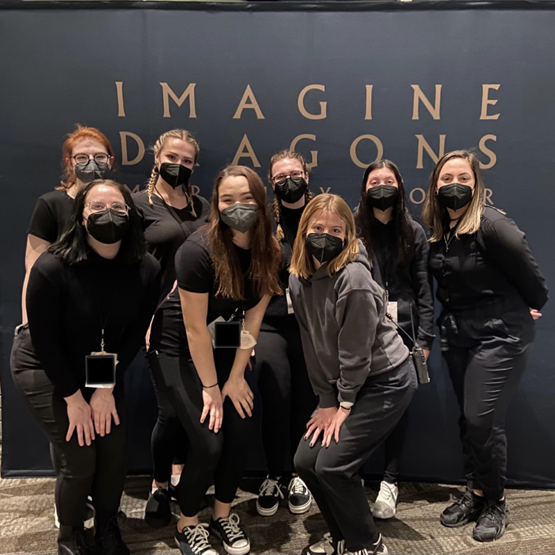 Pictured are Point Park students backstage at an Imagine Dragons concert. Submitted photo.