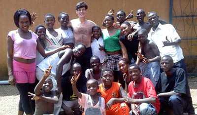 Dance Professor Doug Bentz with students he taught in Uganda in 2010.