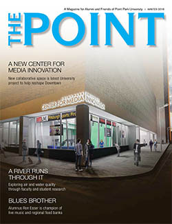 Image of the cover of The Point, the magazine for alumni and friends of Point Park University