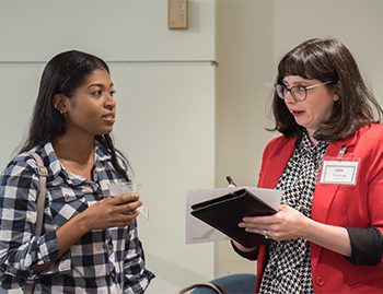 Pictured is a Point Park student and HR industry professional. Photo by Nick Koehler.