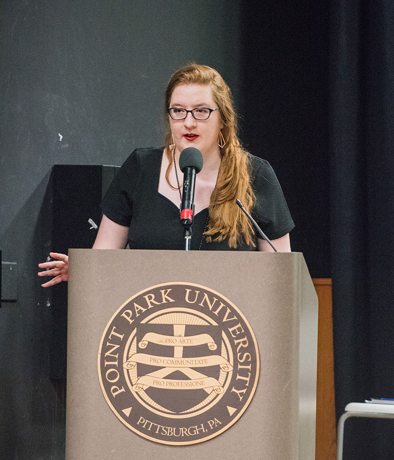 Pictured is Annah Browning at Point Park University. Photo by Nick Koehler