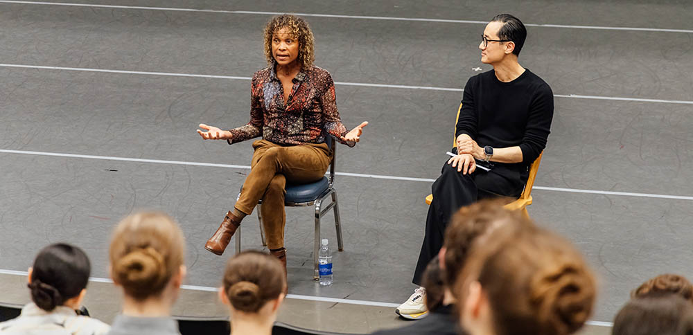 Christina Johnson holds a Q&A with School of Dance students with Jae Man Joo.