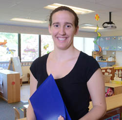 Pictured is Angel Mahnick, an instructional studies major and teacher's aide for the Western PA School for the Deaf. | Photo by Jim Judkis