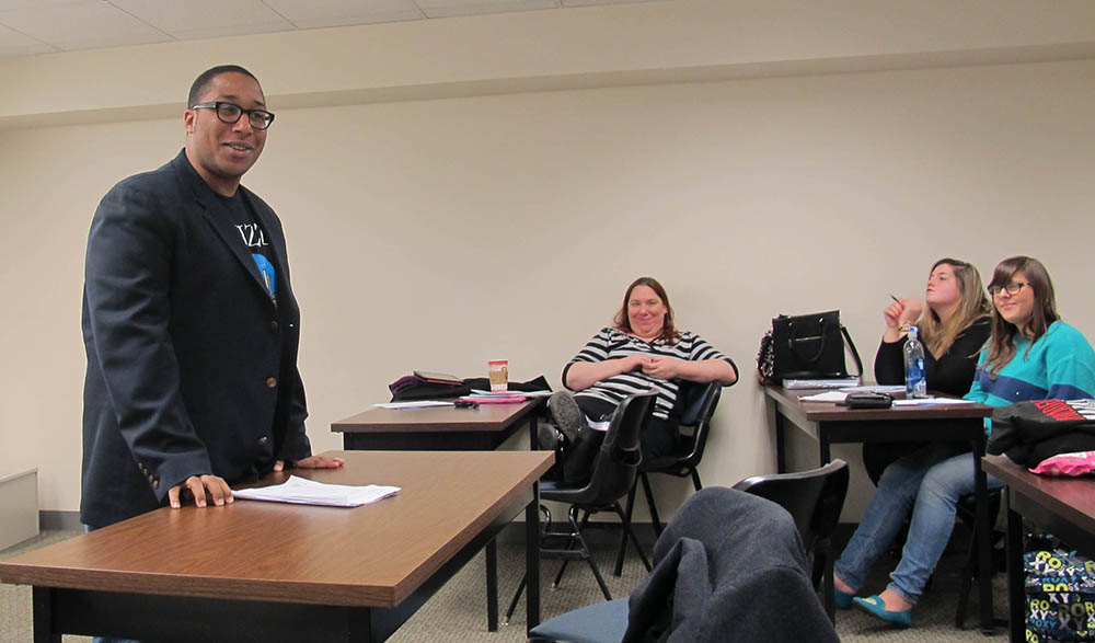 Pictured is visiting writer Marcus Wicker. Photo by Amanda Dabbs