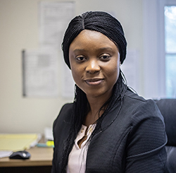Pictured is M.S. in engineering management alumna Adebomi Enitan. Photo by Hannah Johnston.