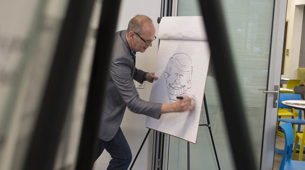 The center opened its doors to students and the public for a gallery curated by Rob Rogers from the Pittsburgh Post-Gazette.
