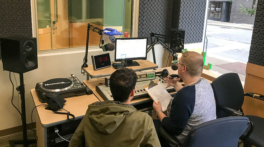 Students in the radio booth inside the WPPJ studio. Photo | Chris Rolinson