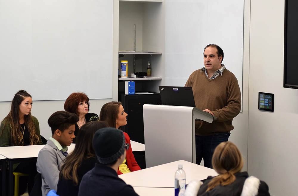 Alumnus David Perozzi in Point Park University's Center for Media Innovation