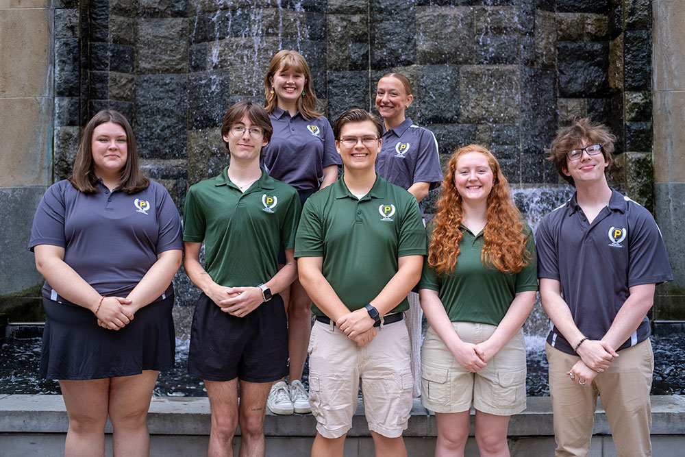 Pictured are this years Pioneer Ambassadors in front of the Village Park fountain.