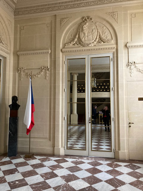 Pictured is Channa Newman at the Czech Embassy in Paris. Submitted photo.