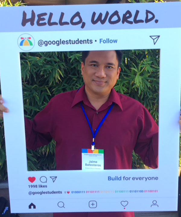 Pictured is IT alumnus and MBA student Jaime Ballesteros at the Google Student Veteran Summit.