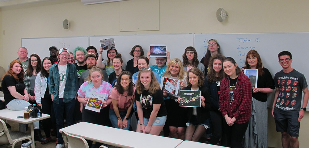 Pictured is the spring 2018 History of American Music class at Point Park. | Photo by Amanda Dabbs