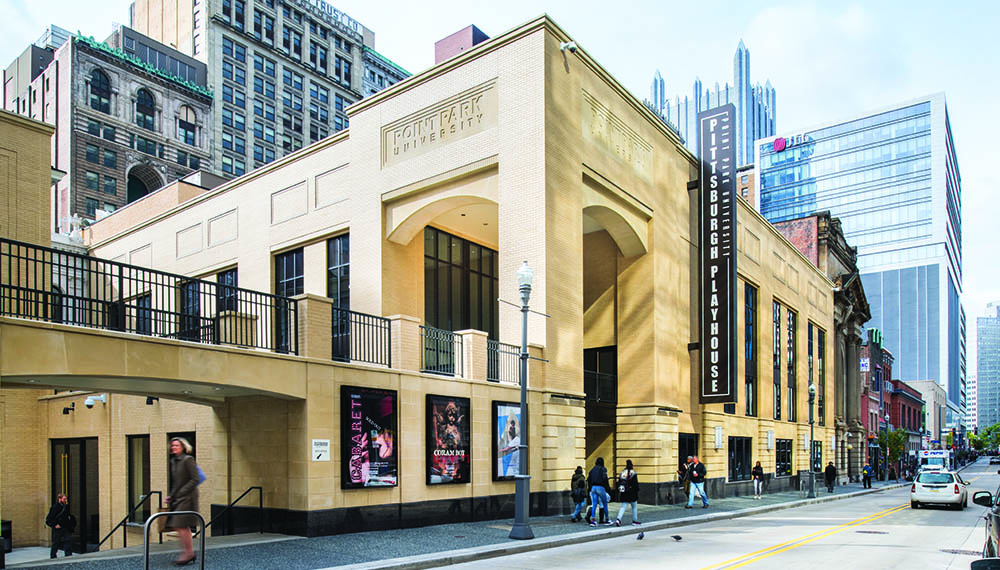 An exterior photo of the Pittsburgh Playhouse. 