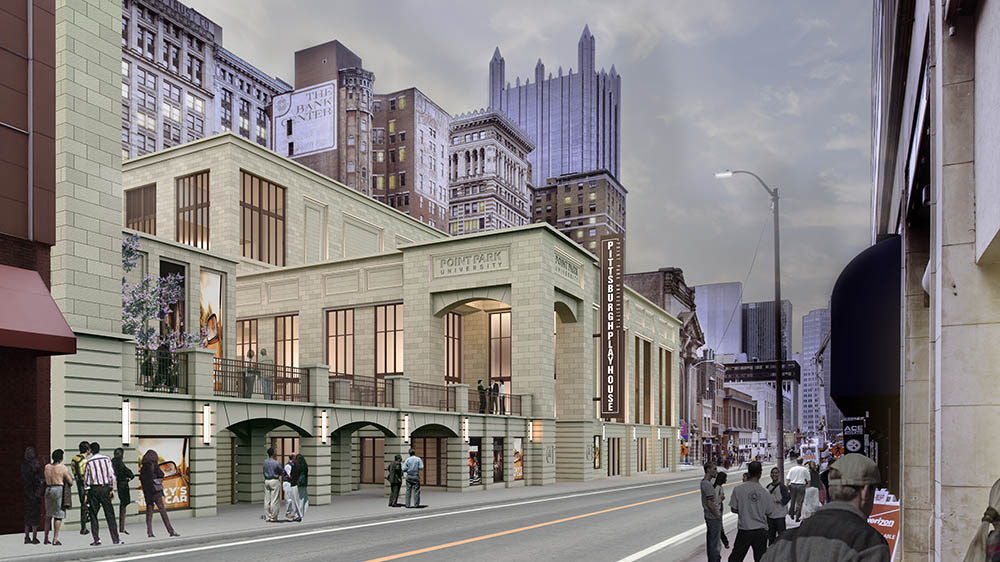 A rendering of Point Park University's new Pittsburgh Playhouse