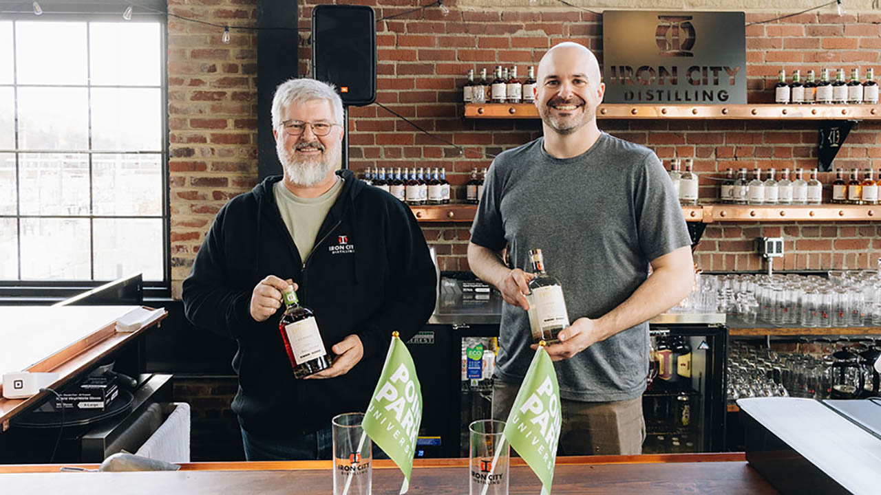 Edward Kubit and Andrew McLaren took Distilling Science 101 in summer 2024 and are now employed at Iron City Distilling. Photos by Ethan Stoner '25.