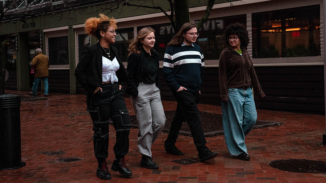 (L-R) Kalliyan Winder, Next Generation Newsroom contributor, Abigail Hakas, NGN reporter, and Eliyahu Gasson and Amaya Lobato Rivas, interns. Photo | Tanner Knapp. 