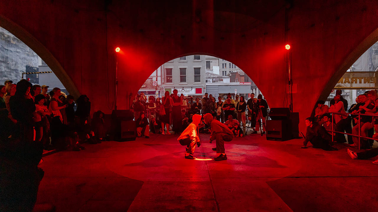 A photo from ABYSS, a pop-up installation at the Smithfield-Liberty parking garage by Springboard Resident Choreographer slowdanger. 