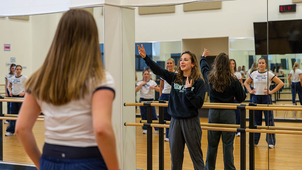 Anna Cannavo '23 is one of the coaches of the inaugural dance team at Mt. Lebanon High School. Photo | Paul Koontz