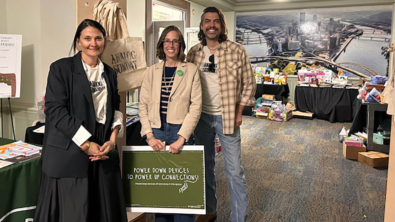 Colette Walsh, Katie Talarico and Julian Cisneros at the Classroom Kickstart Event. 