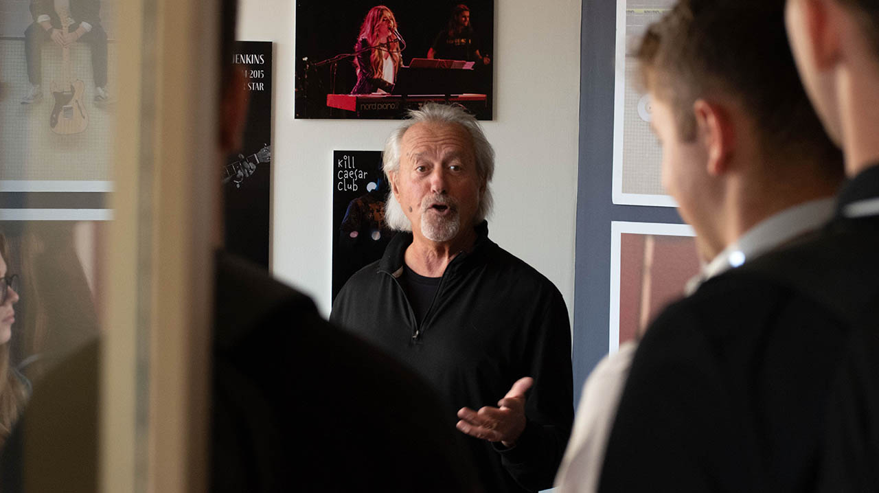 Pictured is Professor Ed Traversari at Pioneer Records. 