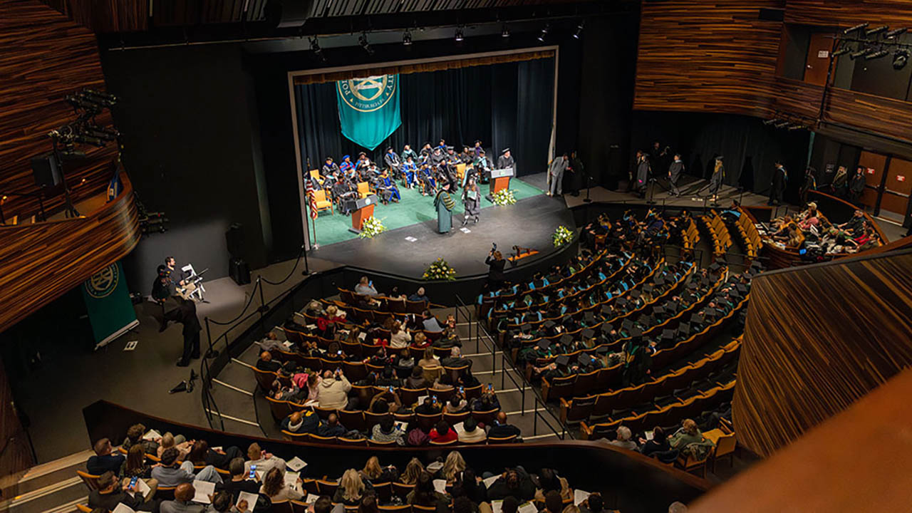 2025 Fall Graduate Hooding ceremony was held in Point Park University's Pittsburgh Playhouse. Photo | Paul Koontz
