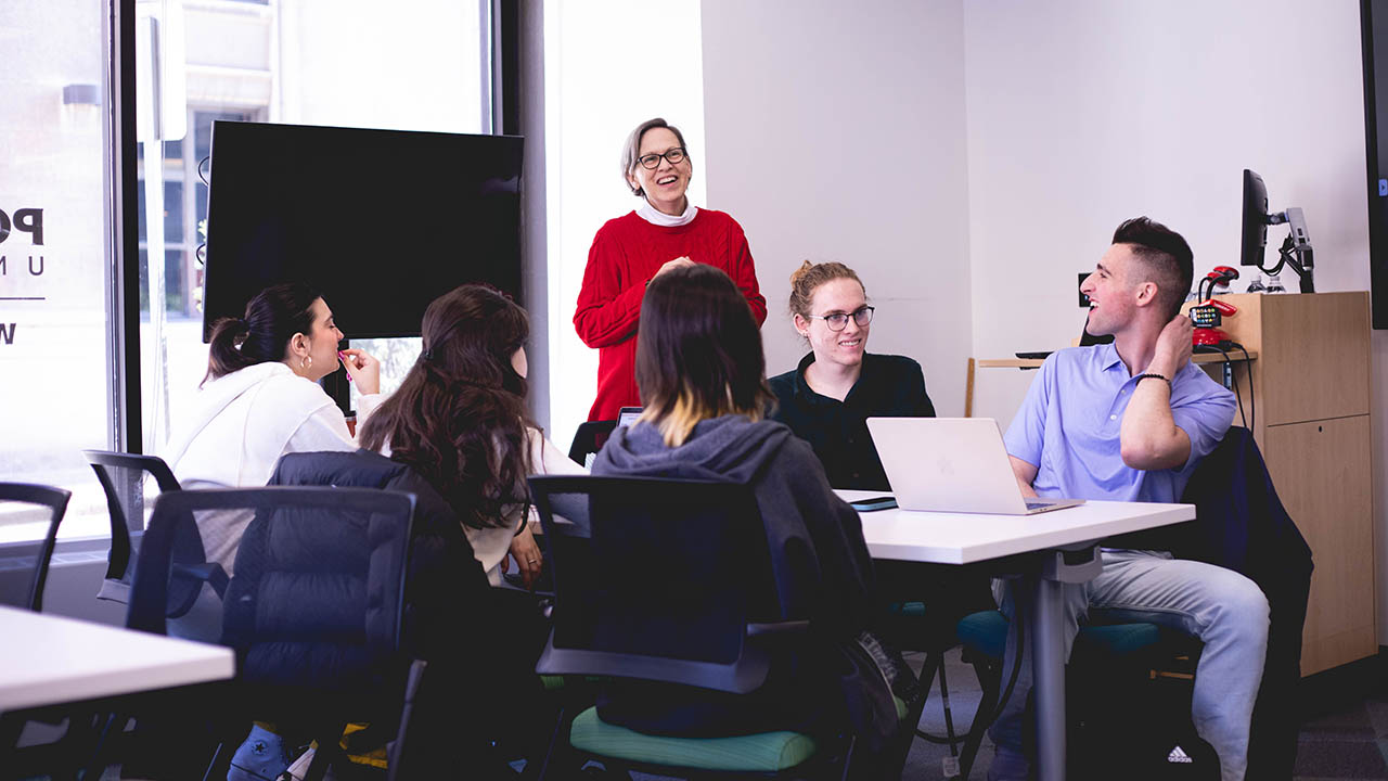 Pictured is Paige Beal teaching a class in West Penn Hall.