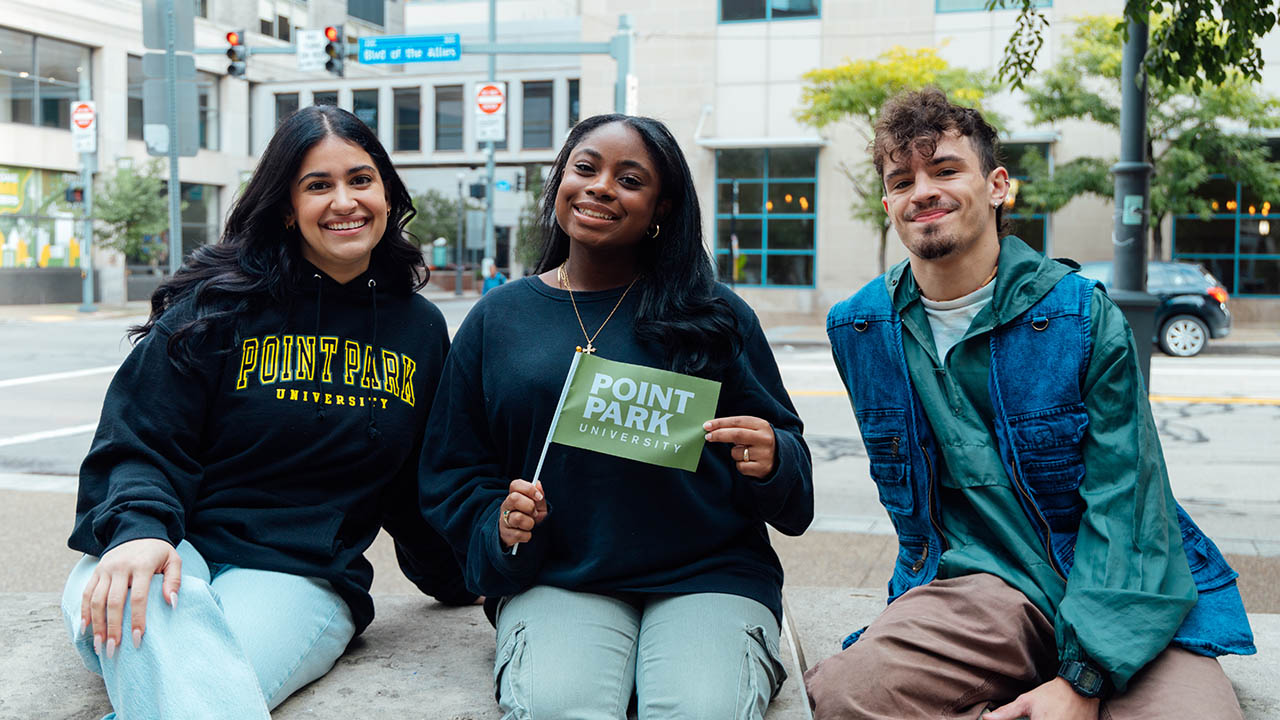 Point Park students in Village Park. 