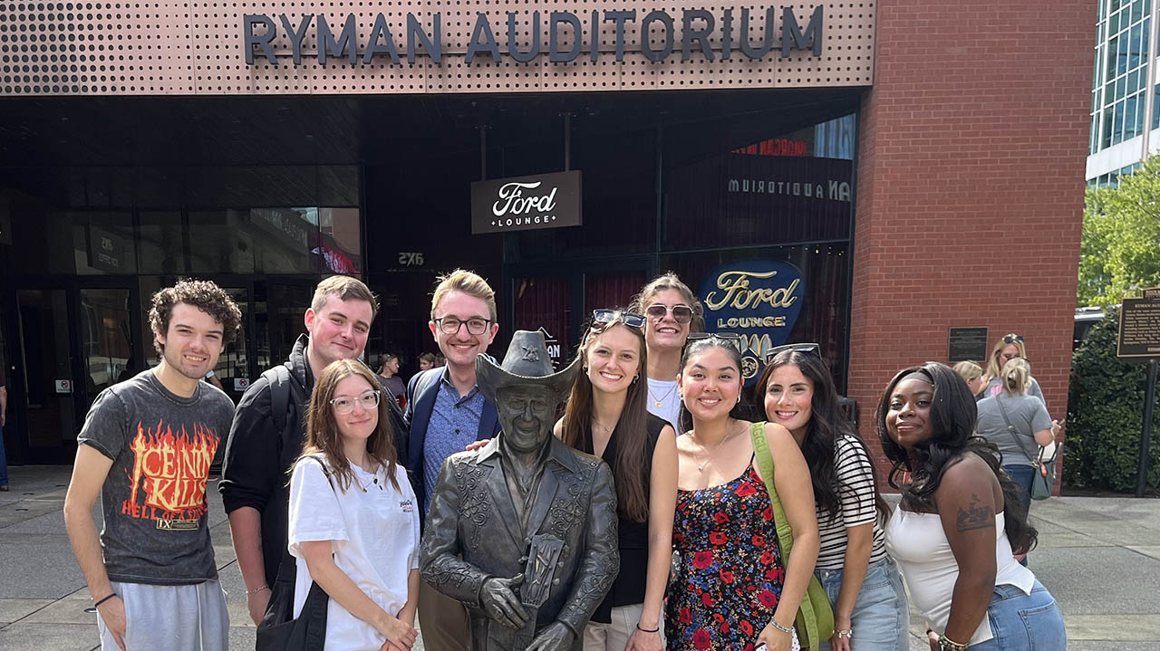 Point Park students outside of the Ryman Auditorium in Nashville. Submitted photo