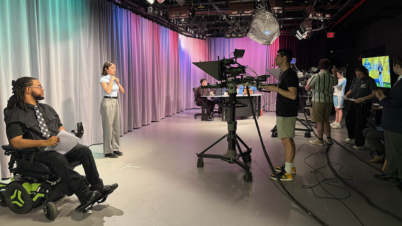 Students on the U-View set. 