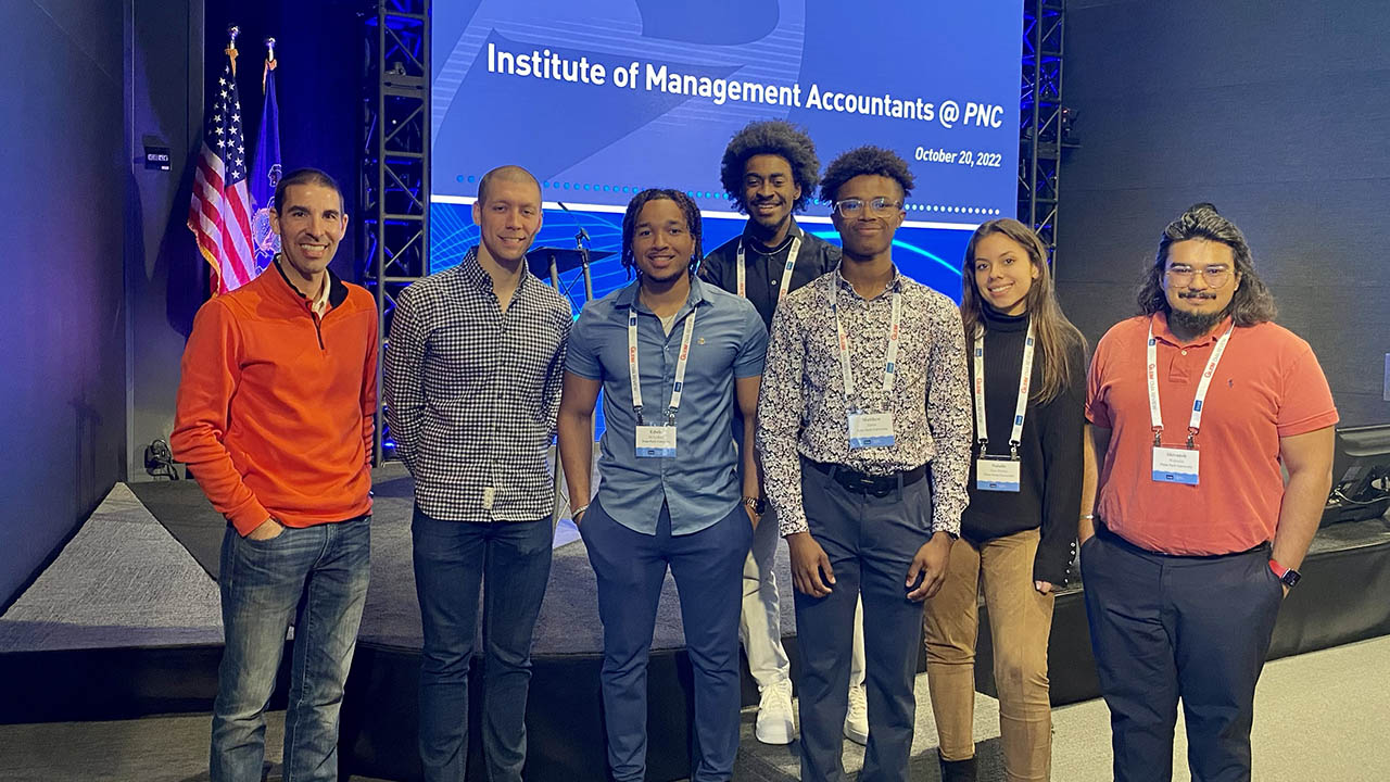 At IMA 2022, students networked numerous PNC employees, including Nick Trusch and Austin Glass, after a panel discussion about careers and opportunities for students at the company.