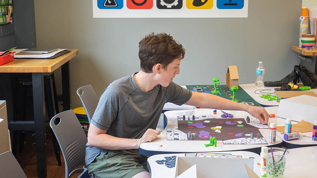 Students tested game play before sharing their prototypes with the rest of the camp. Photo | Dakota Nicholson