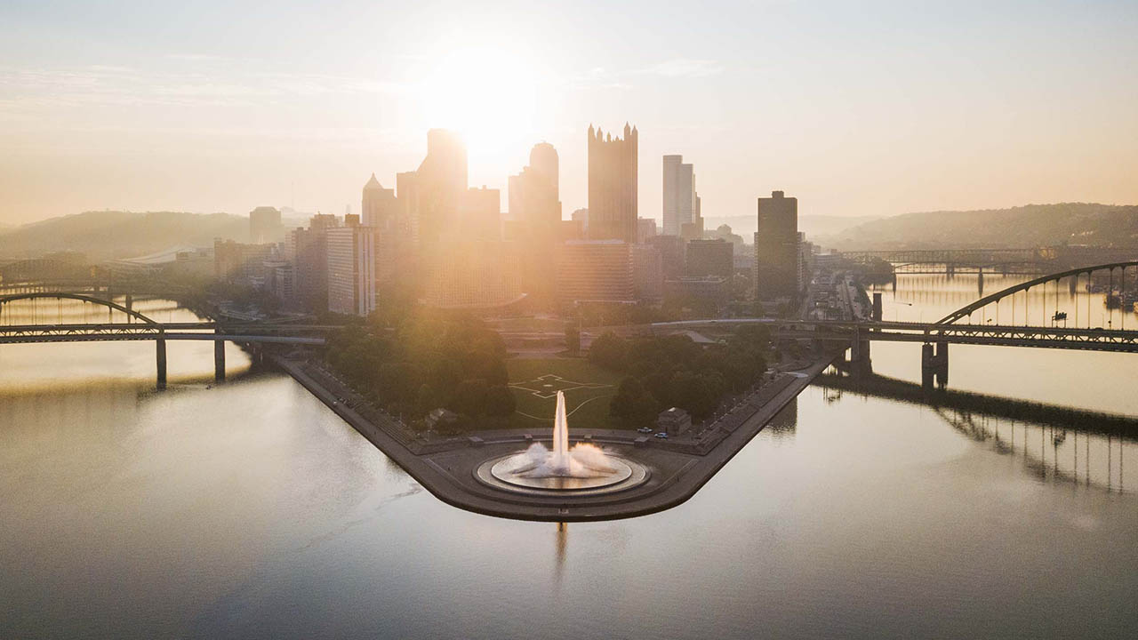 Point State Park and Downtown Pittsburgh. 