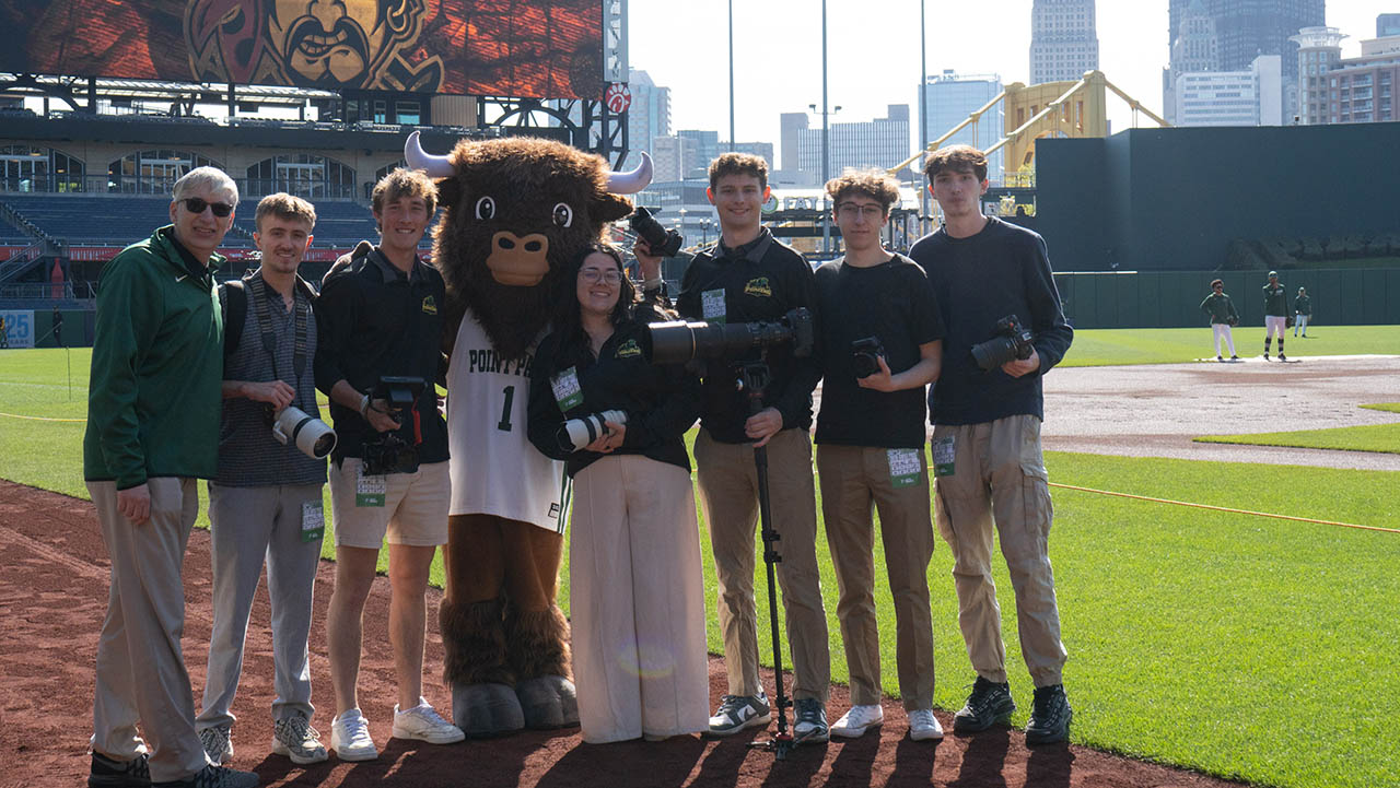 Point Park's sports communication club at PNC Park.