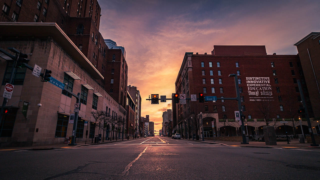 A photo of campus at sunset. Photo | Nathaniel Holzer