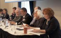 A panel of Point Park faculty members expressed a wide range of views during an animated discussion of the 9/11 terror attacks and their aftermath in the Lawrence Hall ballroom. | Photo by Matthew Brudnok