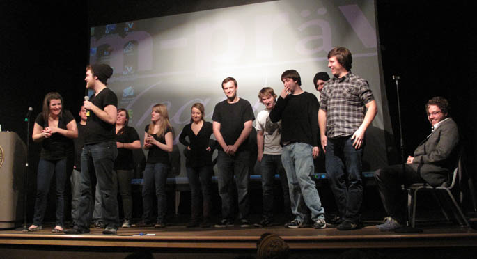 The Not Quite There Improve troup performs during the first Point Park comedy night of spring term 2010. | Photo by Andrew Weier