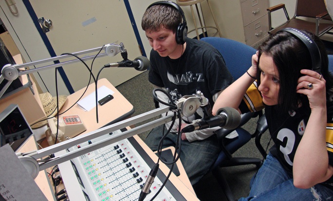 Student disc jockeys host radio shows at WPPJ. | Photo by Andrew Weier