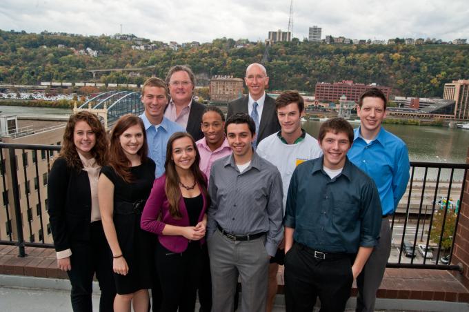 Center Sports Media students with alums
