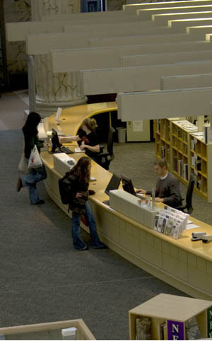 Point Park's library offers students a wealth of information resources. | Photo by Bethany Foltz