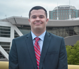 Pictured is Brandon Camic, accounting alumnus, M.B.A. student and staff accountant for Federated Investors. | Photo by Tanner Knapp