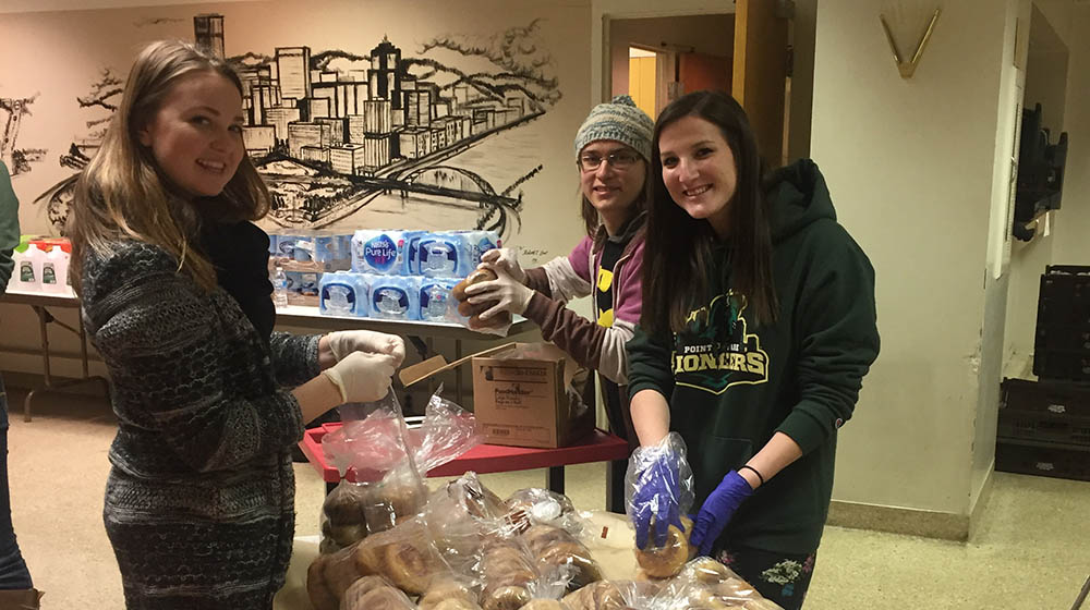 Point Park students volunteered at the Red Door Program at St. Mary of Mercy Church, Downtown. 