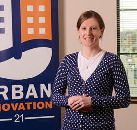 Pictured is M.B.A. alumna and internship coordinator for Urban Innovation21, Alyssa Tress. | Photo by Jim Judkis